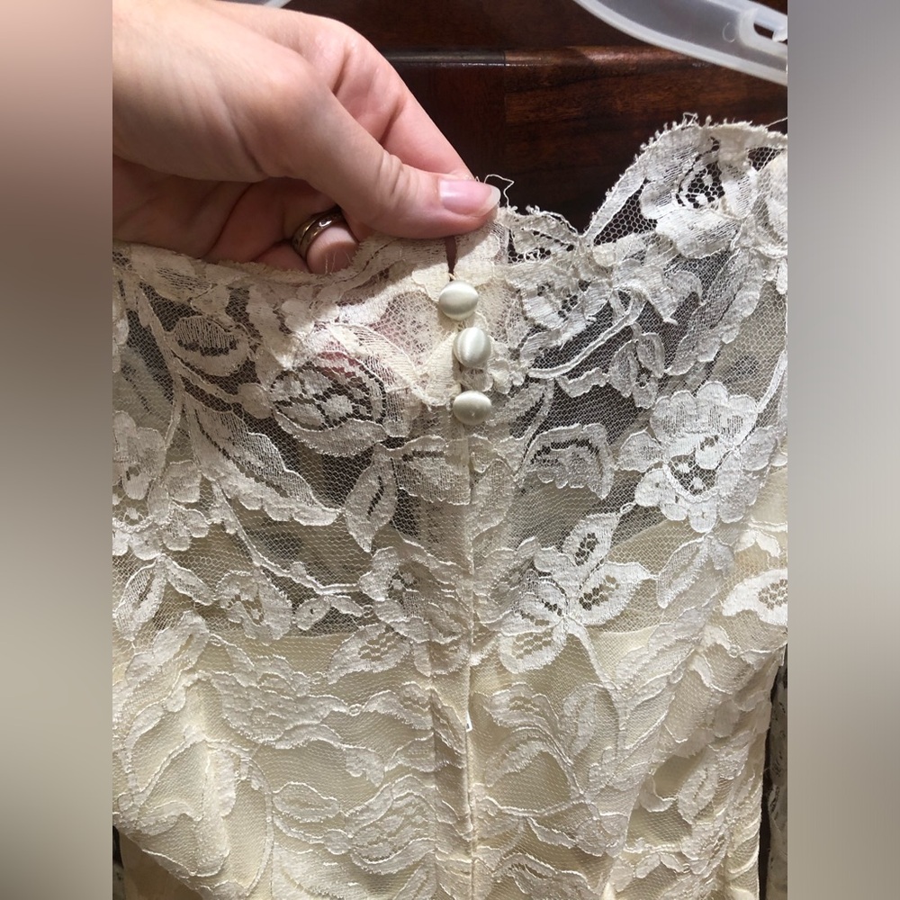 Saks Fifth Avenue Vintage 1950s Lace Wedding Dress Gown Sz M RARE FIND - Picture 8 of 16